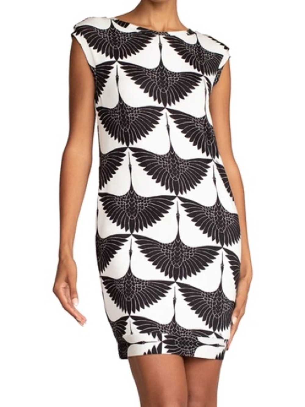 Trina Turk Zinnia Crane Print Black White Mini Dress Size M